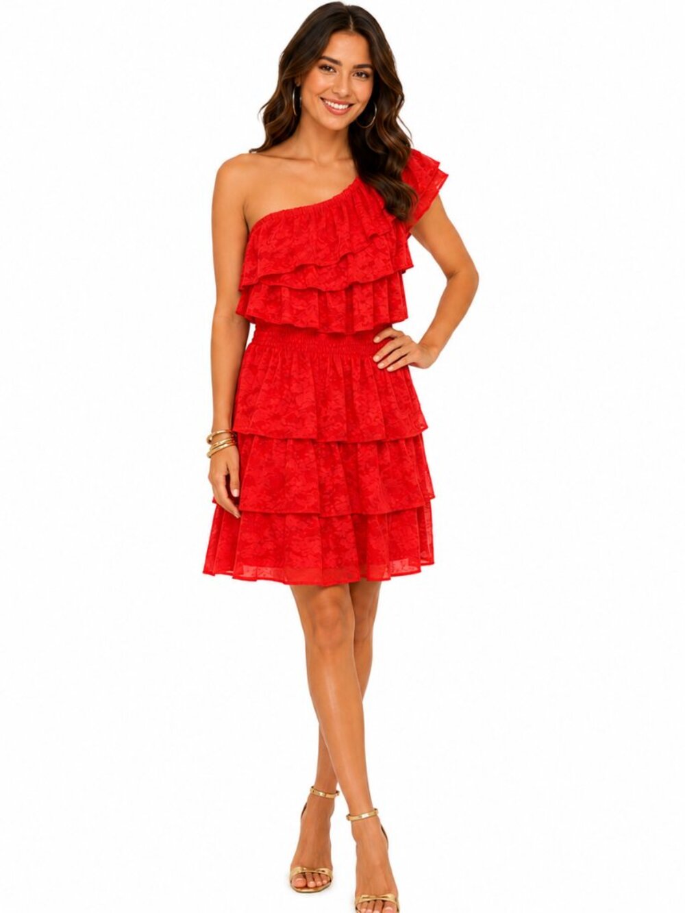 2/$30 NWT Lauren Conrad One Shoulder Lacey Ruffle Spanish Coral May dress Sz XS